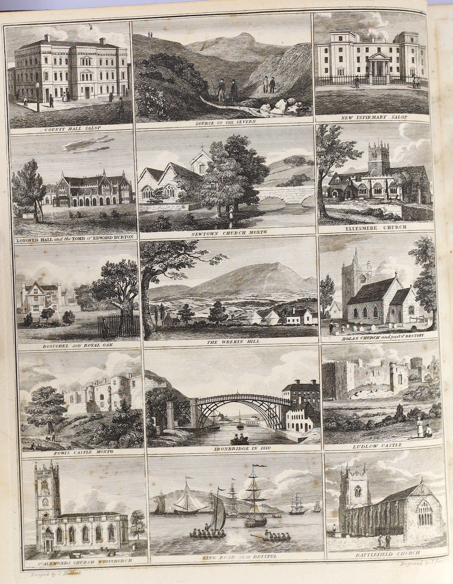 SHROPSHIRE - Phillips, Thomas and Hulbert, Charles - The History and Antiquities of Shrewsbury, including The History and Description of the County of Salop, 2 vols, 4to, calf, with map and 31 plates, spotted throughout,